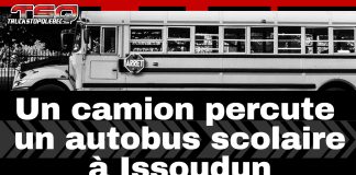 Un camion percute un autobus scolaire à Issoudun, plusieurs blessés Collision à Issoudun entre un camion, une voiture et un autobus scolaire : plusieurs blessés légers, dont des élèves transportés à l’hôpital.