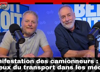 Manifestation des camionneurs : les enjeux du transport dans les médias Benoit Therrien et Benoit Dutrizac sur QUB radio, suite à la manifestation des camionneurs et du premier lundi des Lundis Infernaux.