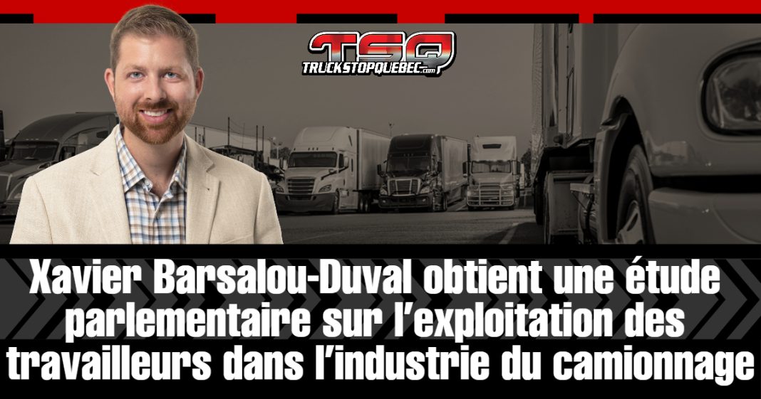 Xavier Barsalou-Duval, député bloquiste et vice-président du Comité permanent des transports, obtient une étude sur le phénomène des chauffeurs au rabais.