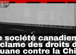 Camionnage : une société canadienne réclame des droits de douane contre la Chine Camion cube, secteur du camionnage. Texte : « une société canadienne réclame des droits de douane contre la Chine ».