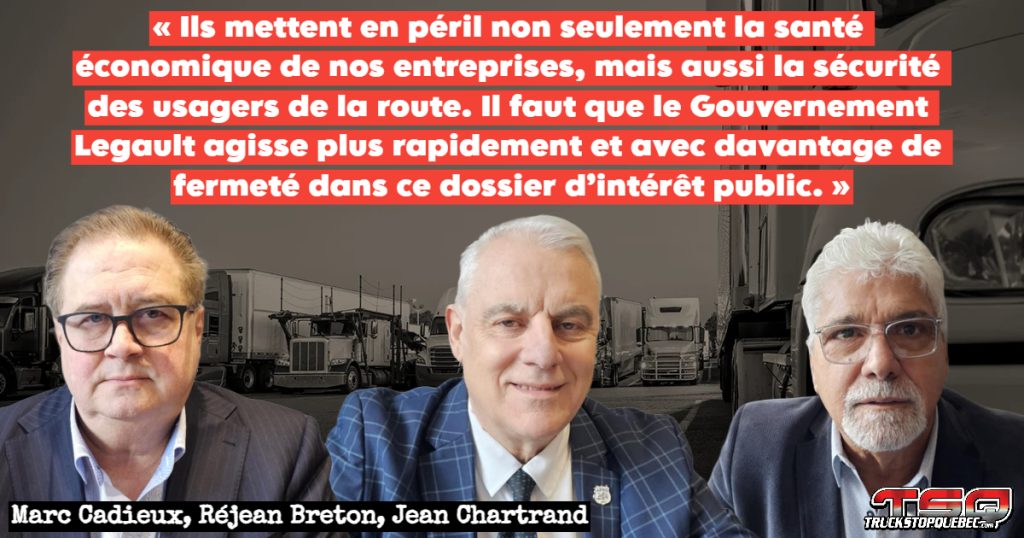 Marc Cadieux de l'ACQ, Réjean Breton de l'APDQ et les Teamsters contre Chauffeurs Inc.