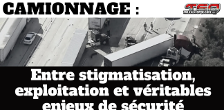 Entre stigmatisation, exploitation et véritables enjeux de sécurité dans le camionnage Accident impliquant des poids lourds sur une autoroute, avec le texte “CAMIONNAGE – Entre stigmatisation, exploitation et véritables enjeux de sécurité”, illustrant les enjeux de sécurité routière, d’exploitation et de perception dans l’industrie du transport routier.