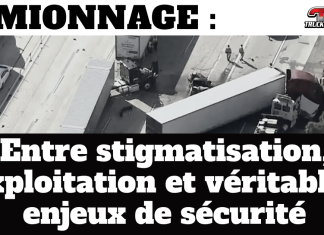 Entre stigmatisation, exploitation et véritables enjeux de sécurité dans le camionnage Accident impliquant des poids lourds sur une autoroute, avec le texte “CAMIONNAGE – Entre stigmatisation, exploitation et véritables enjeux de sécurité”, illustrant les enjeux de sécurité routière, d’exploitation et de perception dans l’industrie du transport routier.