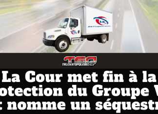 La Cour met fin à la protection du Groupe VK et nomme un séquestre Camion de livraison du Groupe VK avec le logo VK 24/7 Logistics Solutions, illustrant un article de Truck Stop Québec annonçant que la Cour suprême de la Colombie-Britannique met fin à la protection sous la CCAA et nomme un séquestre pour le Groupe VK dans le secteur du transport routier.