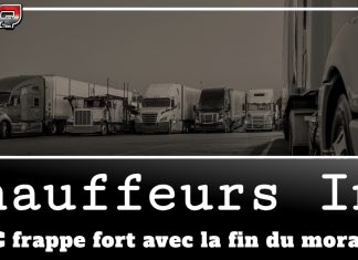 Stratagème Chauffeurs Inc : l’ARC frappe fort avec la fin du moratoire Image en tons gris montrant une rangée de camions lourds stationnés côte à côte, avec le logo TSQ Truck Stop Québec dans le coin supérieur gauche. Au bas de l’image, un bandeau noir affiche le titre : « Chauffeurs Inc – L’ARC frappe fort avec la fin du moratoire ». Cette image illustre un article portant sur le renforcement des règles fiscales d’Ottawa pour combattre le stratagème Chauffeur Inc dans l’industrie du camionnage.