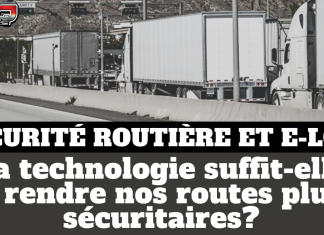 Sécurité routière : la technologie ne suffit pas à encadrer le camionnage Poste de contrôle avec le texte "Sécurité routière et DCE : est-ce que la technologie suffit à rendre nos routes plus sécuritaires?"