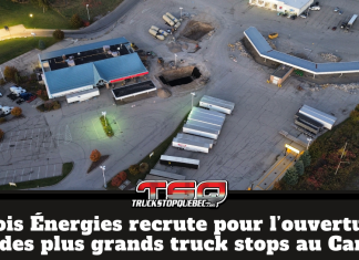 Harnois Énergies recrute pour l’ouverture de l’un des plus grands truck stops au Canada Vue aérienne du futur truck stop Harnois Énergies à Woodstock, en Ontario, situé à la sortie 230 de l’autoroute 401. Le site, l’un des plus grands truck stops au Canada, est en rénovation en vue de son ouverture prochaine et d’un important recrutement pour desservir les camionneurs et le transport routier.