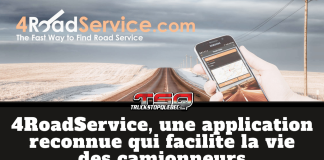 4RoadService, une application reconnue qui facilite la vie des camionneurs Bannière promotionnelle de l’application 4RoadService.com avec le texte « The Fast Way to Find Road Service » et « 4RoadService, une application reconnue qui facilite la vie des camionneurs ».