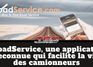 4RoadService, une application reconnue qui facilite la vie des camionneurs Bannière promotionnelle de l’application 4RoadService.com avec le texte « The Fast Way to Find Road Service » et « 4RoadService, une application reconnue qui facilite la vie des camionneurs ».