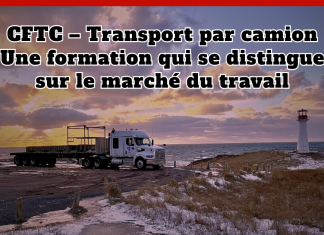 CFTC – Transport par camion | Une formation qui se distingue sur le marché du travail Photo : Camion du CFTC. Texte : « CFTC – Transport par camion | Une formation qui se distingue sur le marché du travail ».