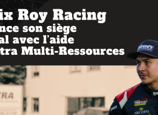 Félix Roy Racing relance son siège social avec l’aide d’Extra Multi-Ressources Félix Roy Racing relance son siège social avec l’aide d’Extra Multi-Ressources. Image : Félix Roy en combinaison de course devant le bâtiment d'Extra.