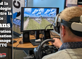 Quand la technologie rencontre la route : 50 ans d’innovation en formation camionnage au CFTC Unité de réalité virtuelle au Centre de Formation en Transport de Charlesbourg (CFTC), et le texte : Quand la technologie rencontre la route : 50 ans d'innovation en formation camionnage au CFTC.