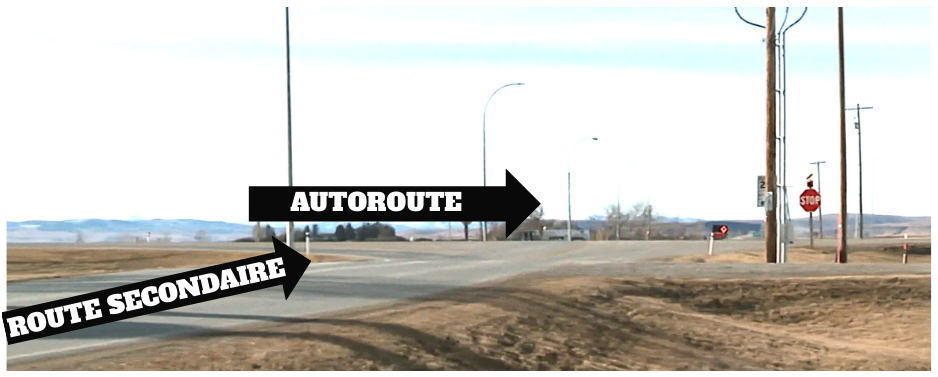 Intersection de l'autoroute 2 et de la route secondaire 527.