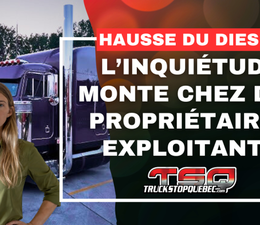 Hausse du diesel : l’inquiétude monte chez des propriétaires exploitants Propriétaire exploitante devant un camion semi-remorque alors que la hausse du prix du diesel inquiète les camionneurs indépendants dans l’industrie du transport routier.