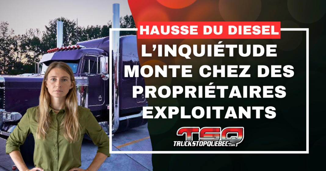 Propriétaire exploitante devant un camion semi-remorque alors que la hausse du prix du diesel inquiète les camionneurs indépendants dans l’industrie du transport routier.