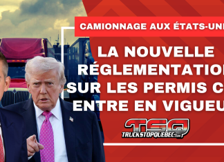 Camionnage : la nouvelle réglementation sur les permis de conduire CDL entre en vigueur Graphique de nouvelle montrant Donald Trump et Sean Duffy devant des camions lourds, avec le titre « Camionnage aux États-Unis : la nouvelle réglementation sur les permis CDL entre en vigueur »