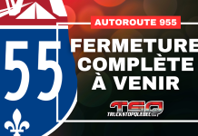Fermeture complète à venir de l’autoroute 955 Fermeture complète de l'autoroute 955 à venir.