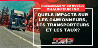 Resserrement du modèle Chauffeur Inc. : quels impacts sur les camionneurs, les transporteurs et les taux? Camion semi-remorque circulant sur une route de montagne avec le titre « Resserrement du modèle Chauffeur Inc. : quels impacts sur les camionneurs, les transporteurs et les taux? »