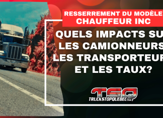 Resserrement du modèle Chauffeur Inc. : quels impacts sur les camionneurs, les transporteurs et les taux? Camion semi-remorque circulant sur une route de montagne avec le titre « Resserrement du modèle Chauffeur Inc. : quels impacts sur les camionneurs, les transporteurs et les taux? »