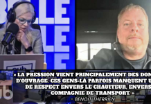 Benoit Therrien, président de Truck Stop Québec, au micro d’Isabelle Maréchal sur Qub Benoit Therrien sur Qub au micro d'Isabelle Maréchal - capture d'écran et ajout d'une citation.