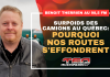 Surcharge, dégel et manque de surveillance : Benoit Therrien au 98,5 fm Benoit Therrien de Truck Stop Québec en entrevue au 98,5 FM avec Luc Ferrandez, Nathalie Normandeau et Jean-Claude Daignault au sujet des camions en surcharge et de l’état du réseau routier québécois. Image : Benoit Therrien devant un camion.