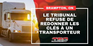 Un tribunal ontarien refuse de redonner les clés à un transporteur de Brampton Un tribunal ontarien refuse de redonner les clés à un transporteur de Brampton. Image : un camion sur la route.