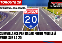 Radar photo mobile à venir sur l’autoroute 20 à Notre-Dame-du-Bon-Conseil Le ministère des Transports et de la Mobilité durable avise les usagers de la route qu'un radar photo mobile est à venir sur l’autoroute 20. (Image : autoroute 20).