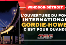 L’ouverture du pont international Gordie-Howe, c’est pour quand? Pont international Gordie-Howe entre Windsor et Detroit au centre de discussions sur sa date d’ouverture, dans un contexte de tensions politiques entre le Canada et les États-Unis. Texte : L'Ouverture du Pont International Gordie-Howe, c'est pour quand?