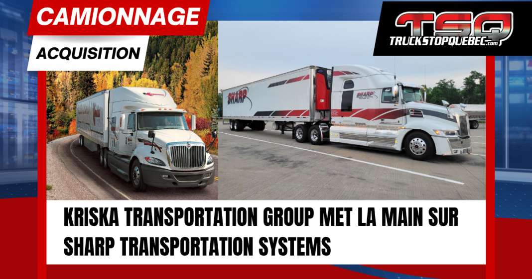 Camion de Kriska Transportation Group et camion de Sharp Transportation Systems.