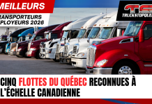 Meilleurs transporteurs employeurs 2026 : 5 flottes québécoises se démarquent! Cinq flottes du Québec figurent cette année parmi les Meilleurs transporteurs employeurs 2026 de RH Camionnage Canada. Sur l'image, des camions stationnés.