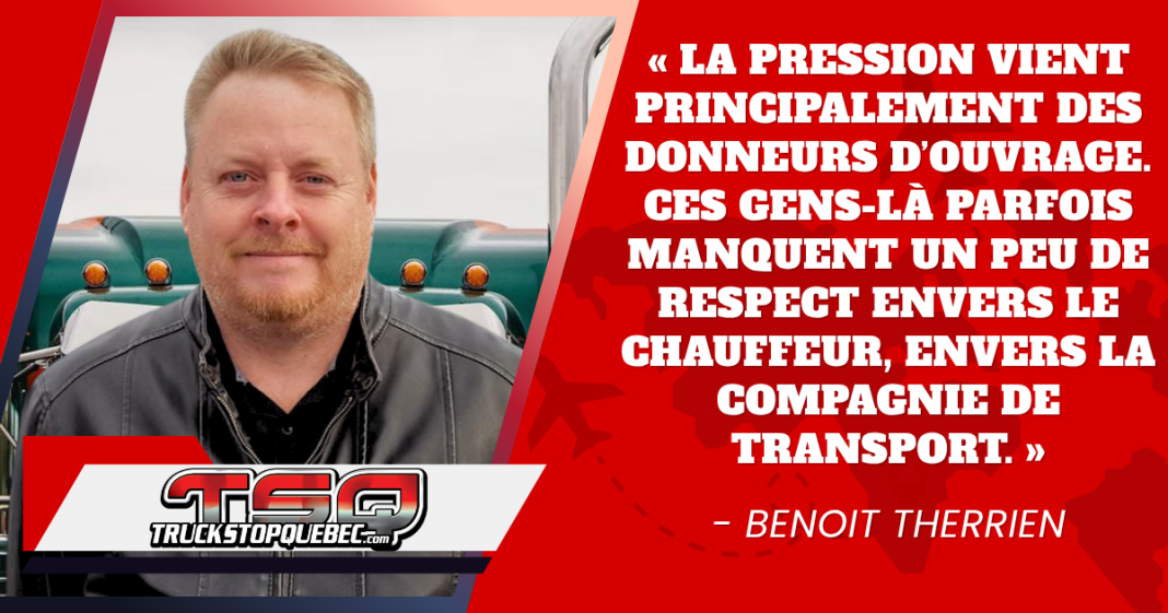Benoit Therrien au micro d'Isabelle Maréchal sur Qub pour parler des camionneurs.