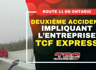 Deuxième accident pour TCF Express sur la 11 dans le nord de l’Ontario Deuxième accident pour TCF Express sur la 11 dans le nord de l'Ontario.