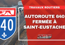 Autoroute 640 fermée à Saint-Eustache pour des travaux à la 25e Avenue Autoroute 640 fermée à Saint-Eustache pour des travaux.