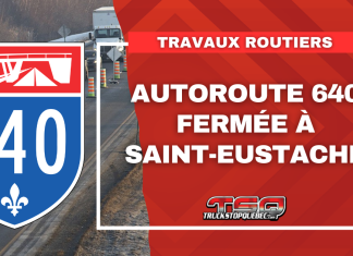 Autoroute 640 fermée à Saint-Eustache pour des travaux à la 25e Avenue Autoroute 640 fermée à Saint-Eustache pour des travaux.