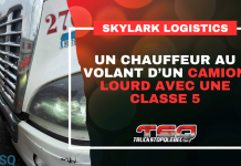 Camionneurs : Au volant d’un camion lourds avec un permis classe 5 Camionneurs : Camionneurs : Un chauffeur au volant d'un camion lourd de Skylark Logistics n'a qu'un permis de conduire de classe 5.