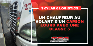 Camionneurs : Au volant d’un camion lourds avec un permis classe 5 Camionneurs : Camionneurs : Un chauffeur au volant d'un camion lourd de Skylark Logistics n'a qu'un permis de conduire de classe 5.