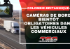 Caméras de bord bientôt obligatoires dans les véhicules commerciaux en Colombie-Britannique Visuel de Truck Stop Québec montrant des camions commerciaux sur une route et une caméra de bord. Texte sur l’image : « Colombie-Britannique – Caméras de bord bientôt obligatoires dans les véhicules commerciaux ».