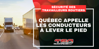 Québec appelle les conducteurs à lever le pied pour la sécurité des travailleurs routiers Du 8 au 14 juin se tient la troisième Semaine nationale de sensibilisation à la sécurité des travailleurs routiers au Québec, sous le thème La protection des travailleurs routiers, j’embarque.