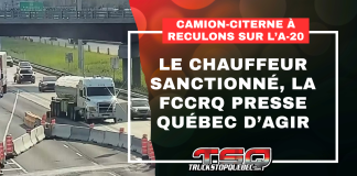 Camion-citerne à reculons sur l’A-20 : le chauffeur sanctionné, la FCCRQ presse Québec d’agir Camion-citerne sur l’autoroute 20 au Québec, au cœur d’un débat sur les pouvoirs des contrôleurs routiers, les sanctions et la sécurité dans l’industrie du camionnage.