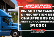L’ASFC mettra fin au Programme d’inscription des chauffeurs du secteur commercial (PICSC) Camion commercial à un poste frontalier entre le Canada et les États-Unis, alors que l’ASFC annonce la fin du Programme d’inscription des chauffeurs du secteur commercial (PICSC).