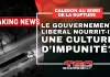 Chauffeurs inc., cours illégales, fusillades et crime organisé : Caledon sonne l’alarme pour tout le Canada Visuel sur le camionnage à Caledon montrant un camion lourd suivi depuis les airs, avec la mention « Breaking News » et la question « Le gouvernement libéral nourrit-il une culture d’impunité? ». L’image illustre les enjeux liés aux Chauffeurs inc., aux cours de camionnage illégales et à la sécurité dans la région de Caledon.