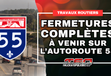 Autoroute 55 au Centre-du-Québec : Fermetures complètes à venir Le ministère des Transports et de la Mobilité durable informe la population que l’autoroute 55 sera complètement fermée, dans les deux directions.